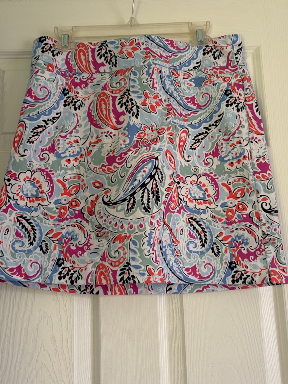 Kim Rogers Paisley A-Line Mini Skirt with pockets  in Pink, Blue & Black